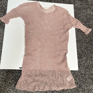 Truly Madly Deeply nude cotton mesh swim slipcover dress